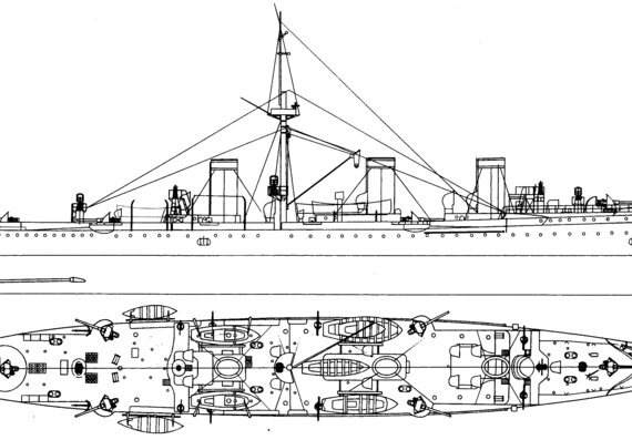 Крейсер Novik 1900 [Protected Cruiser] - чертежи, габариты, рисунки
